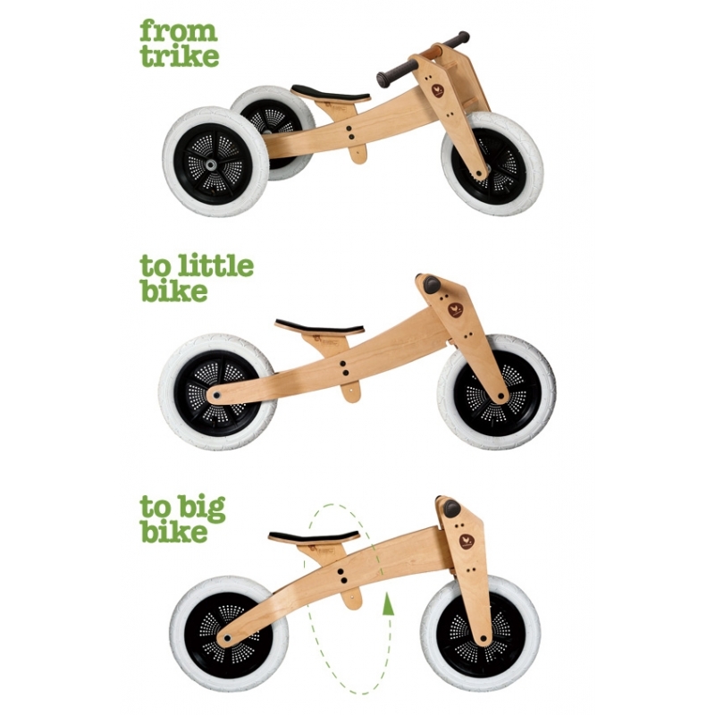 Triciclo de madera Sin pedales Wishbone Bike 3en1 | Aúpa Organics